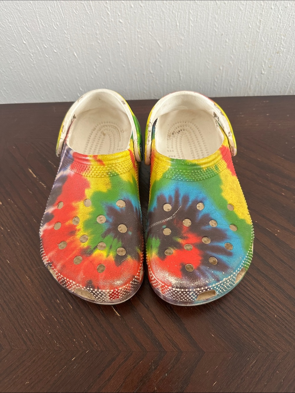 CROCS Kids Tie-Dye Slip-On Clogs in Rainbow Colors